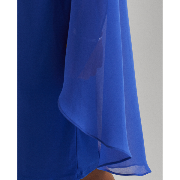 French Ultramarine Georgette-Cape Cocktail Dress Lauren 6
