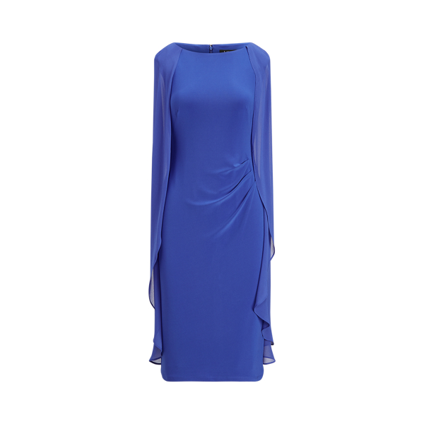 French Ultramarine Georgette-Cape Cocktail Dress Lauren 2
