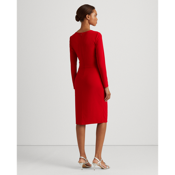 Lipstick Red Matte Jersey Surplice Dress Lauren 5