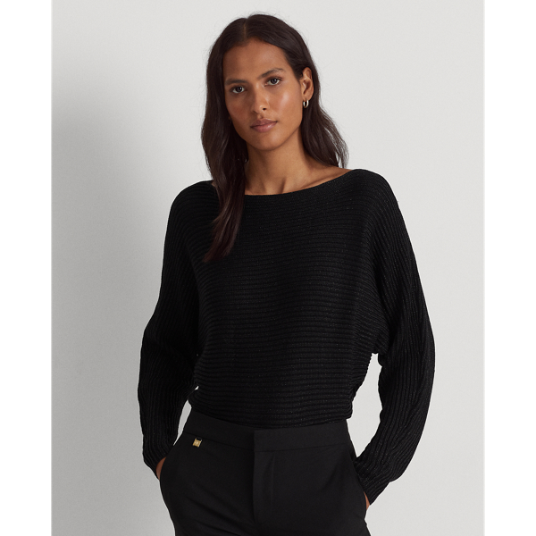 Polo Black Lurex Dolman-Sleeve Boatneck Jumper Lauren 4