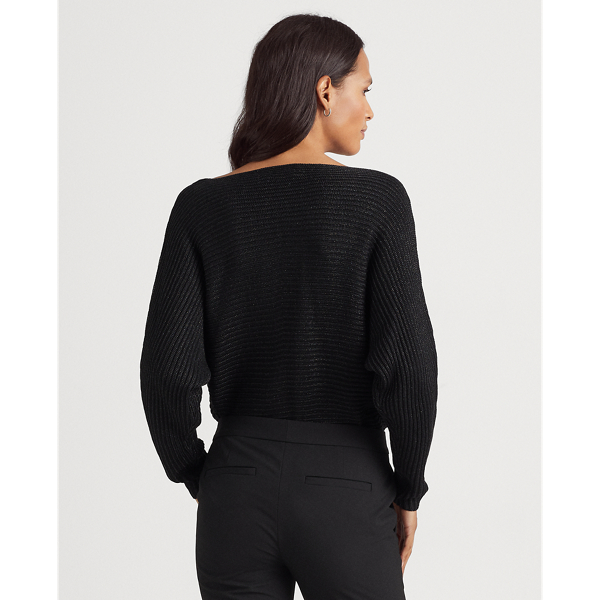 Polo Black Lurex Dolman-Sleeve Boatneck Jumper Lauren 5