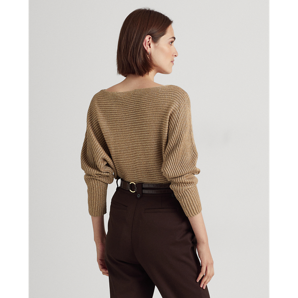 Shiny Gold Lurex Dolman-Sleeve Boatneck Jumper Lauren 5