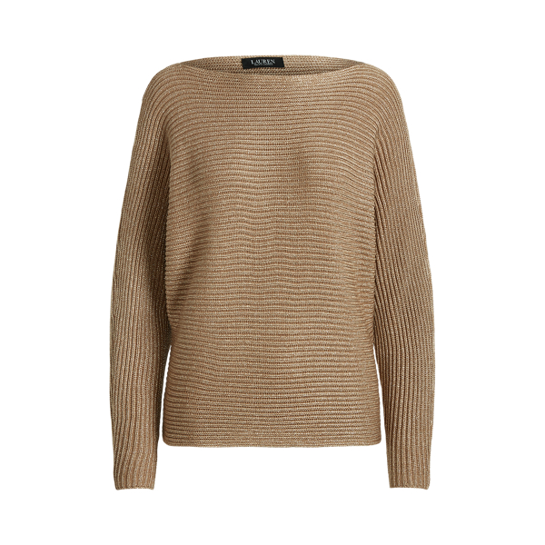 Shiny Gold Lurex Dolman-Sleeve Boatneck Jumper Lauren 2