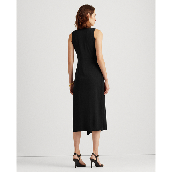 Black Jersey Sleeveless Wrap Dress Lauren 5
