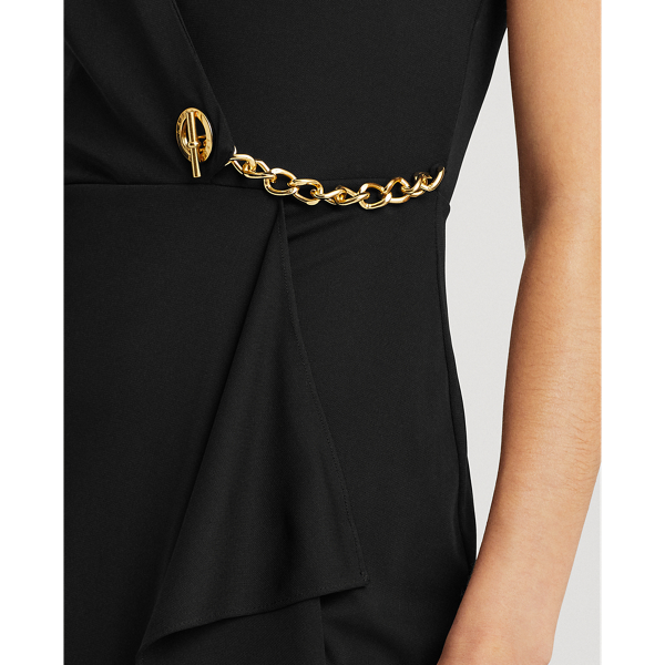 Black Jersey Sleeveless Wrap Dress Lauren 6