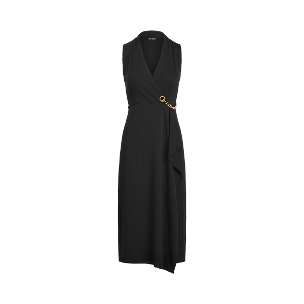 Black Jersey Sleeveless Wrap Dress Lauren 2