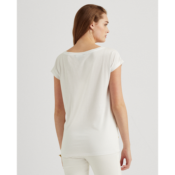 White Print Boatneck Tee Lauren 5