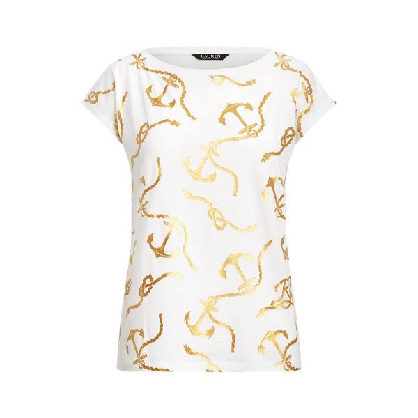 White Print Boatneck Tee Lauren 2