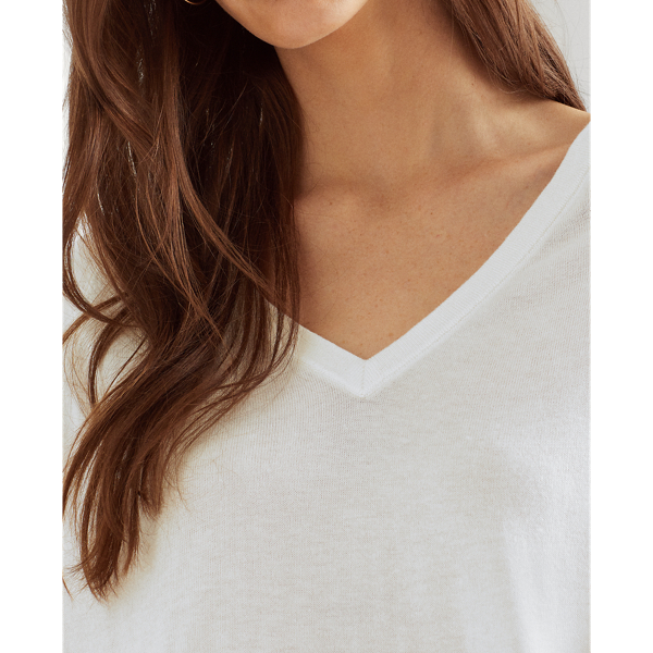 White Modal-Silk V-Neck Jumper Lauren 6