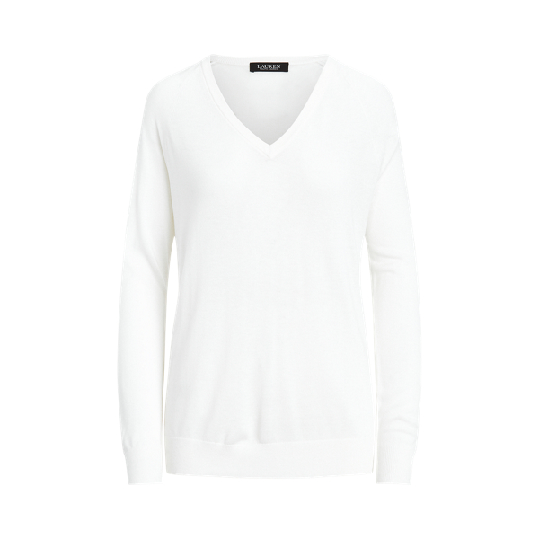 White Modal-Silk V-Neck Jumper Lauren 2