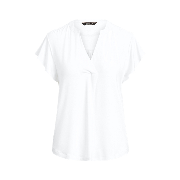 White Jersey Flutter-Sleeve Top Lauren 2