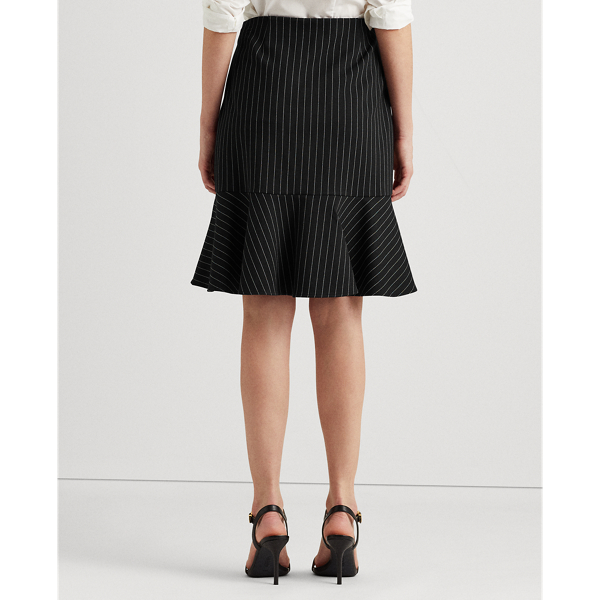 Black/Cream Pinstripe Flounced Ponte Skirt Lauren 4