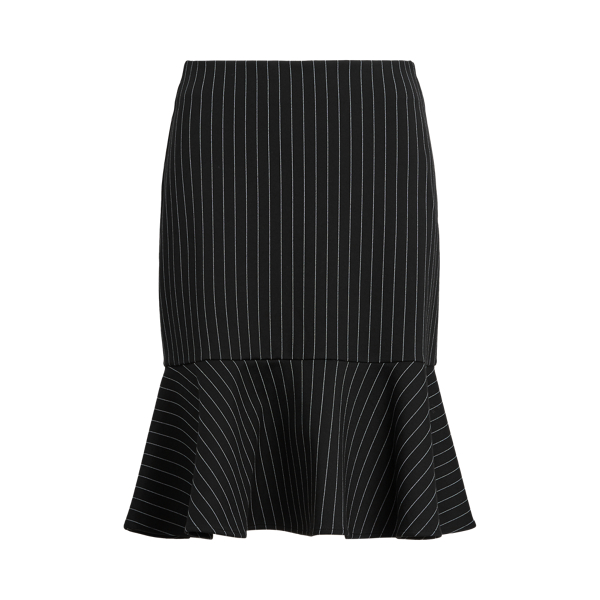 Black/Cream Pinstripe Flounced Ponte Skirt Lauren 2