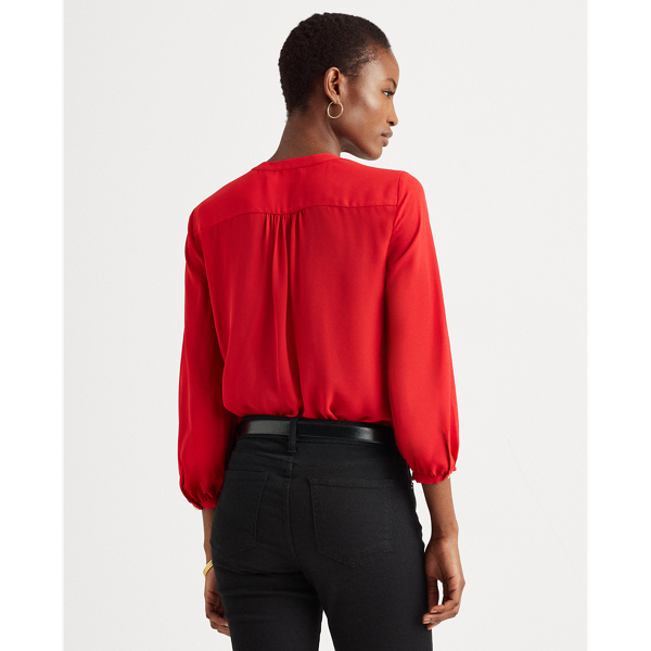 Lipstick Red Pleated Georgette Top Lauren 5