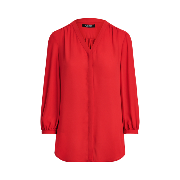 Lipstick Red Pleated Georgette Top Lauren 2