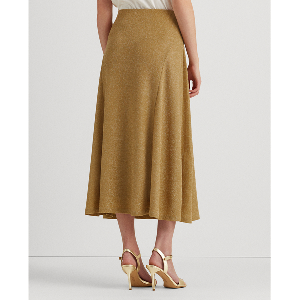 Gold Metal Metallic Double-Knit Jacquard Skirt Lauren 5