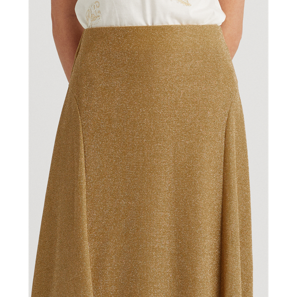 Gold Metal Metallic Double-Knit Jacquard Skirt Lauren 6