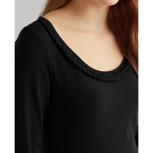 Black Ribbed Stretch Cotton Dress Lauren 6