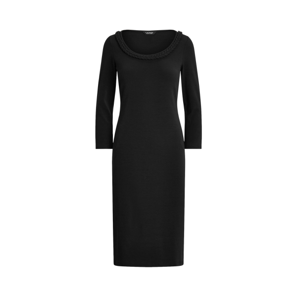 Black Ribbed Stretch Cotton Dress Lauren 2
