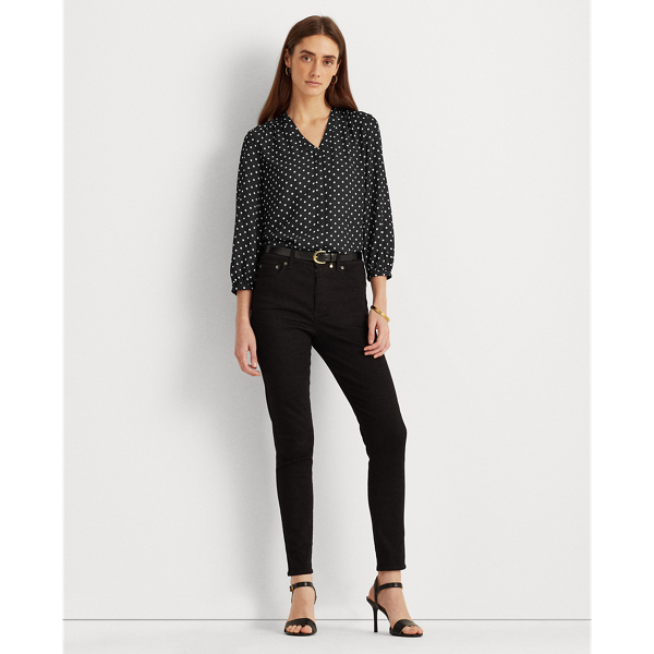 Polo Black/White Polka-Dot Georgette Top Lauren 3