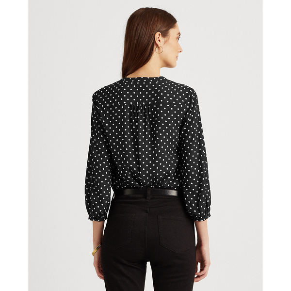 Polo Black/White Polka-Dot Georgette Top Lauren 4