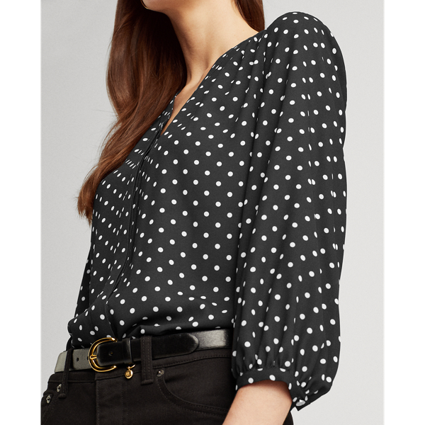 Polo Black/White Polka-Dot Georgette Top Lauren 5