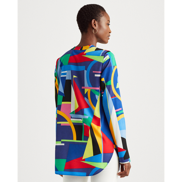 Polo Black Multi Print Crepe Long-Sleeve Tunic Lauren 4
