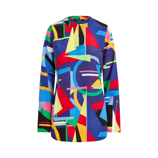 Polo Black Multi Print Crepe Long-Sleeve Tunic Lauren 2
