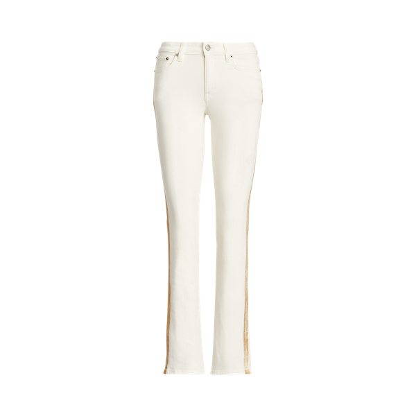 Jean droit taille mi-haute bordure dor&eacute;e Lauren en 1