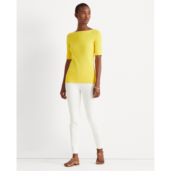 Athletic Gold Cotton-Blend Boatneck Top Lauren 4