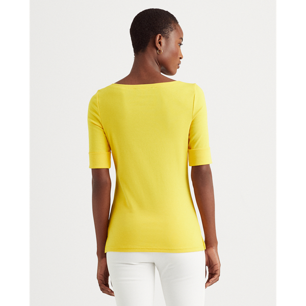 Athletic Gold Cotton-Blend Boatneck Top Lauren 5