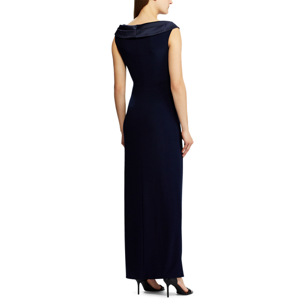 Lighthouse Navy Jersey Off-the-Shoulder Gown Lauren 6