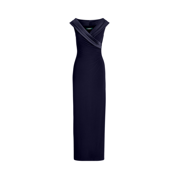Lighthouse Navy Jersey Off-the-Shoulder Gown Lauren 2