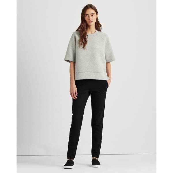 Pearl Grey Heather Short-Sleeve Crewneck Sweatshirt Lauren 4
