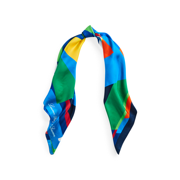 Holiday Navy Caren Square Silk Twill Scarf Lauren 2