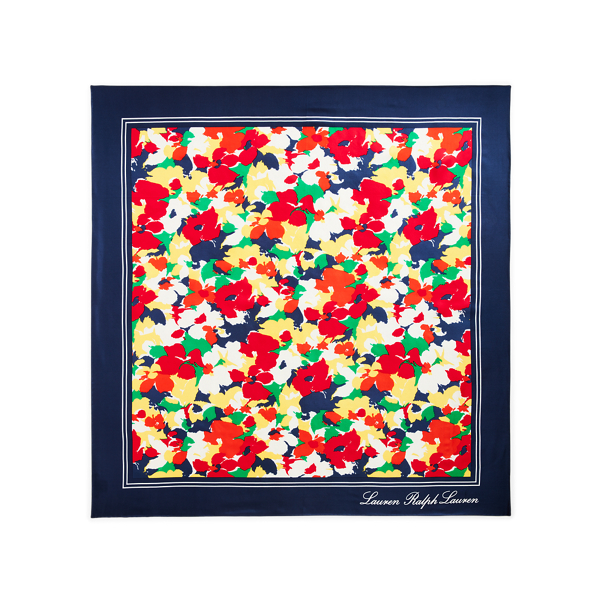 Holiday Navy Geri Square Silk Twill Scarf Lauren 2
