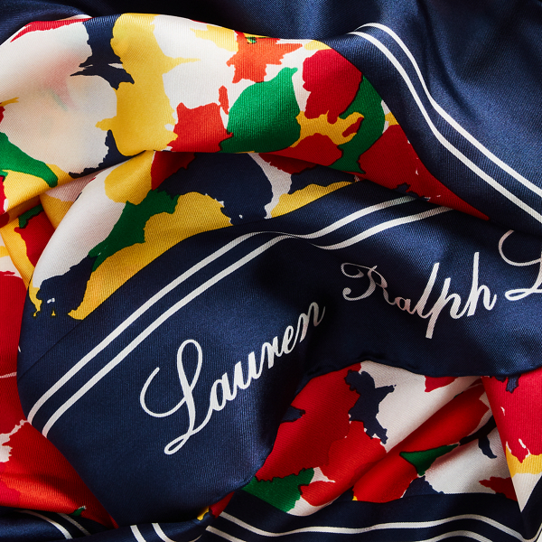 Holiday Navy Geri Square Silk Twill Scarf Lauren 3
