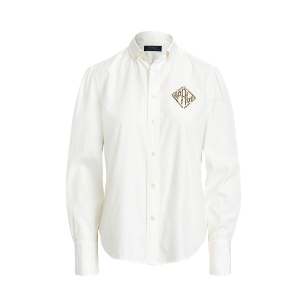 Oxfordhemd mit Perlenmonogramm