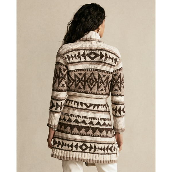 Oatmeal Multi Fringe-Trim Shawl Cardigan Polo Ralph Lauren 5