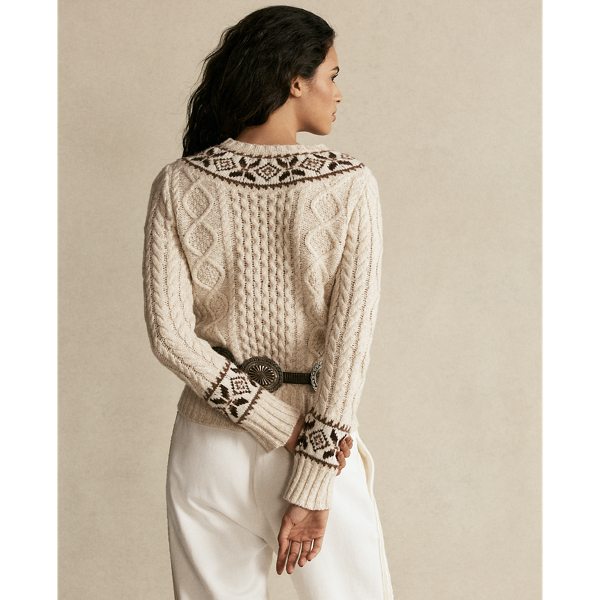 Cream Multi Fair Isle Aran-Knit Jumper Polo Ralph Lauren 5