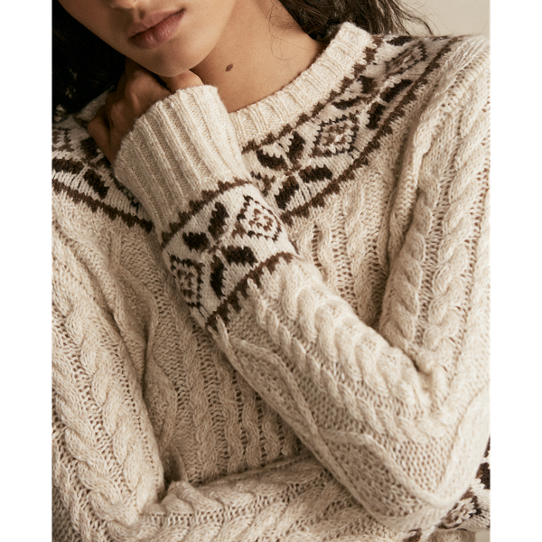 Cream Multi Fair Isle Aran-Knit Jumper Polo Ralph Lauren 6