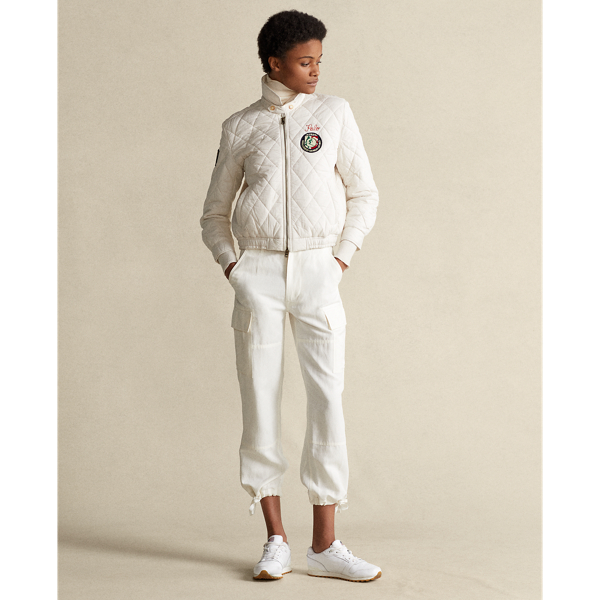 Andover Cream Quilted Cotton Bomber Jacket Polo Ralph Lauren 4
