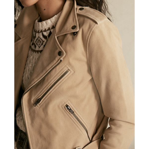 Sand Goat-Suede Moto Jacket Polo Ralph Lauren 5