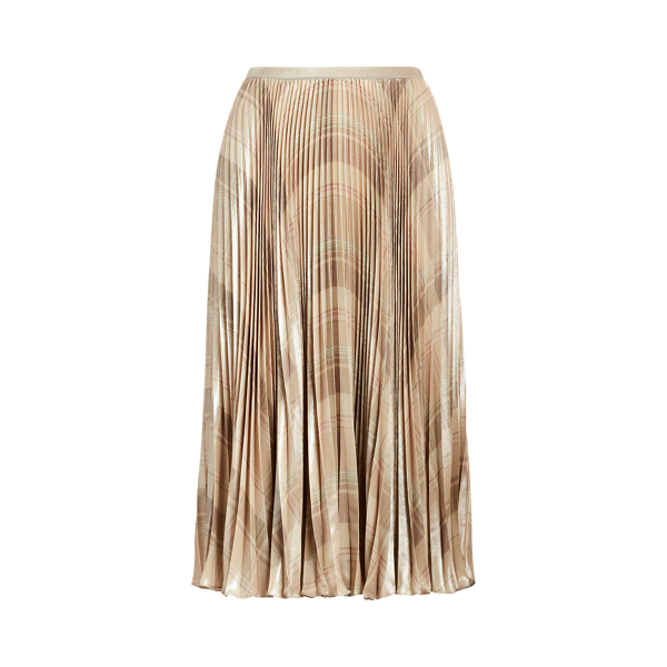 Tan Multi Plaid Metallic Plaid Pleated Skirt Polo Ralph Lauren 2