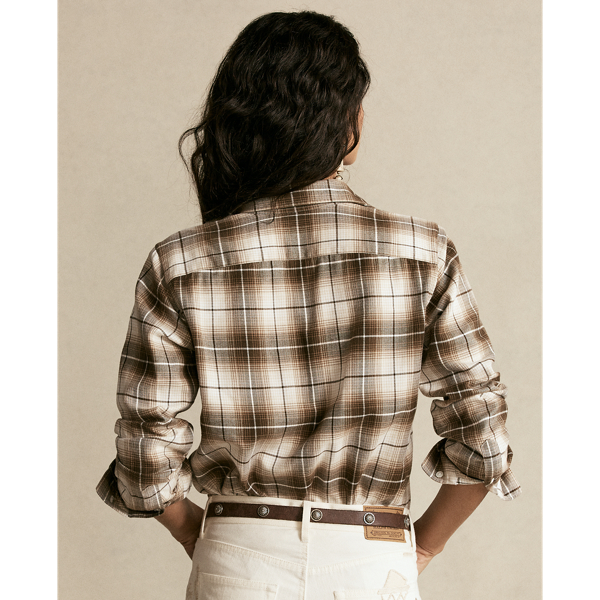 Brown/Tan Classic Fit Plaid Shirt Polo Ralph Lauren 5