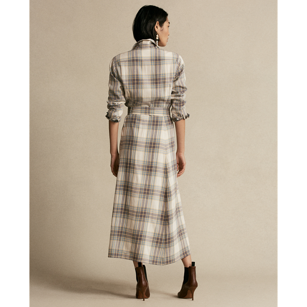 Grey/Yellow Plaid Belted Shirtdress Polo Ralph Lauren 5