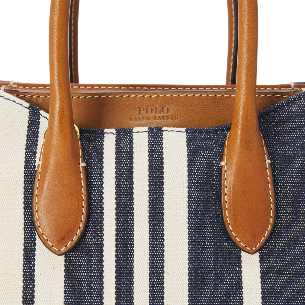Blue Multi Striped Canvas Mini Sloane Satchel Polo Ralph Lauren 5