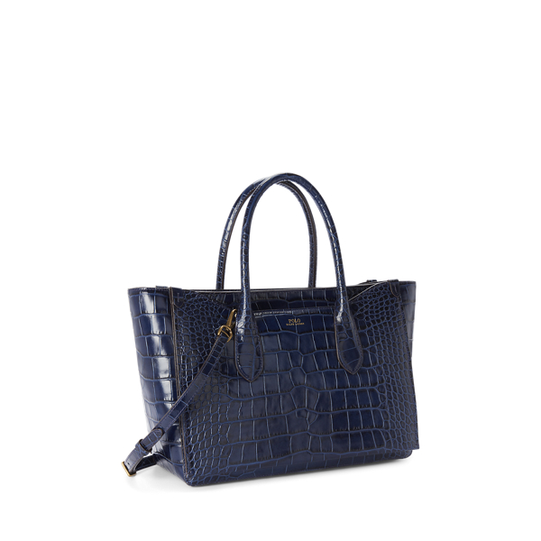 Navy Embossed Medium Sloane Satchel Polo Ralph Lauren 2