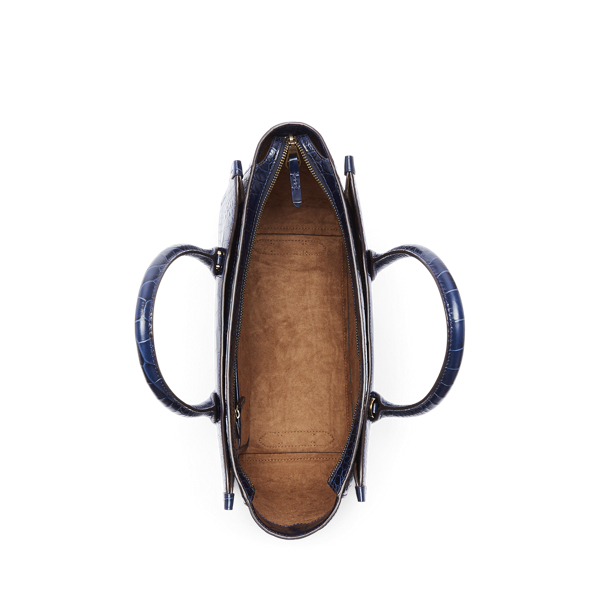 Navy Embossed Medium Sloane Satchel Polo Ralph Lauren 4