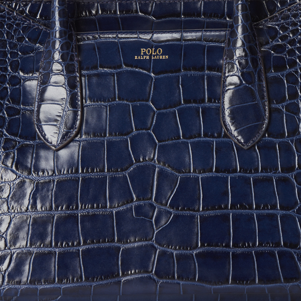 Navy Embossed Medium Sloane Satchel Polo Ralph Lauren 5